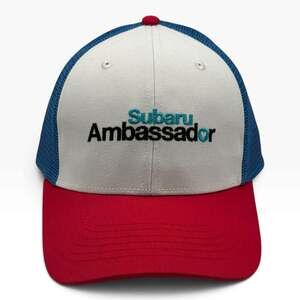 Subaru Ambassador Trucker Hat Red White Blue Mesh Snapback Cap OSFM